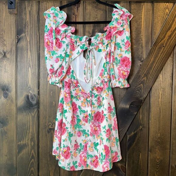 For Love And Lemons Imogen Floral Puff Sleeve Mini Dress - Picture 4 of 9